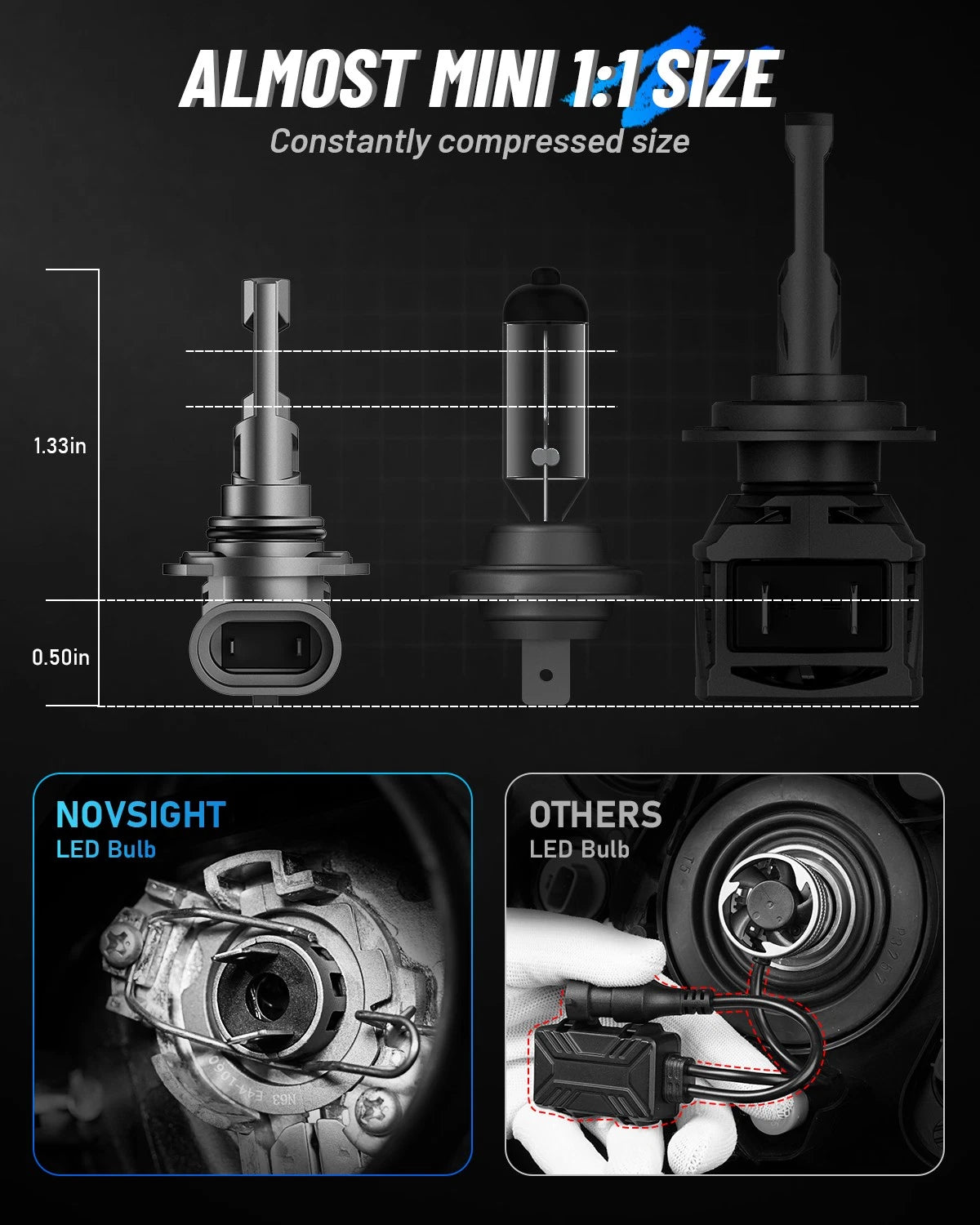 2X NOVSIGHT 9005 LED Headlight Bulb Conversion Kit (HB3 9005)