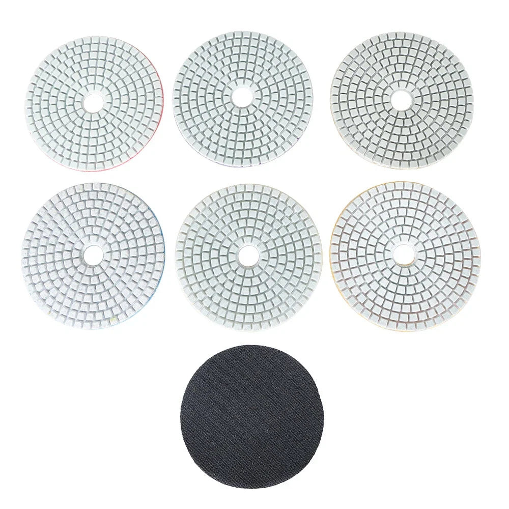 Set of 7 Wet Dry Diamond Polishing Pads for Granite Concrete Marble 4 Inch