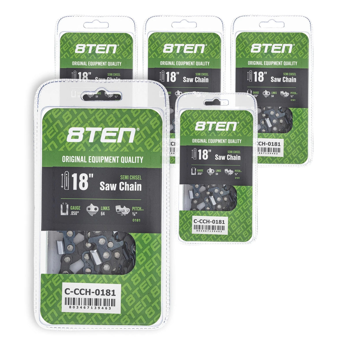 5-Pack Chainsaw Chain 18 Inch .050 3/8 64DL for Skil 1641 (72LPX064G, 72LPX64CQ)