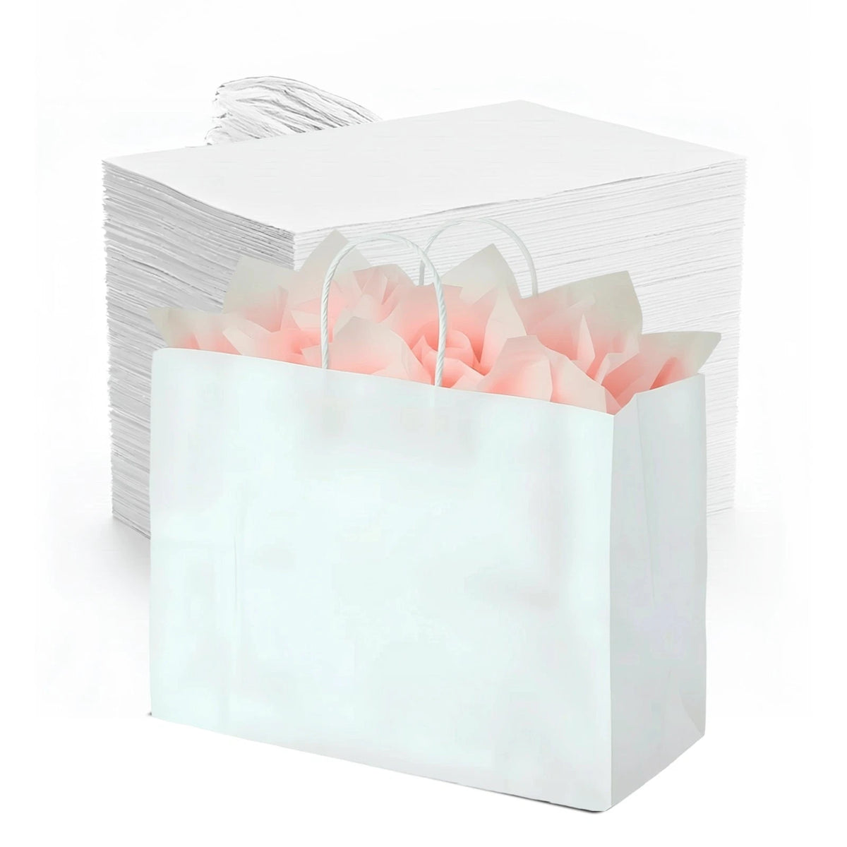 Pack of 50 White Gift Bags 16" x 6" x 12" with Handles