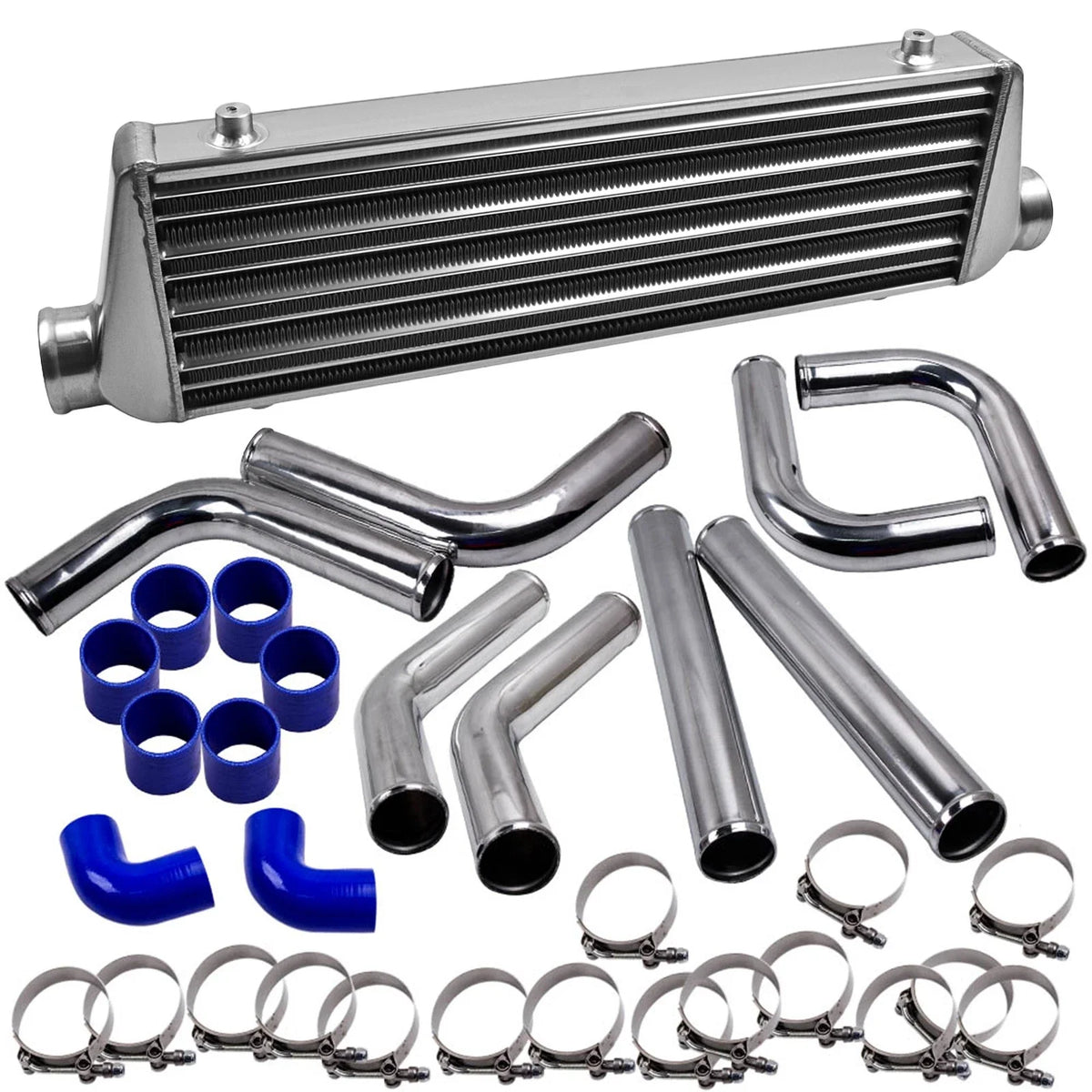Universal Turbo Intercooler Kit 27"x7"x2.5" with 2.5" Aluminum Pipe & Couplers