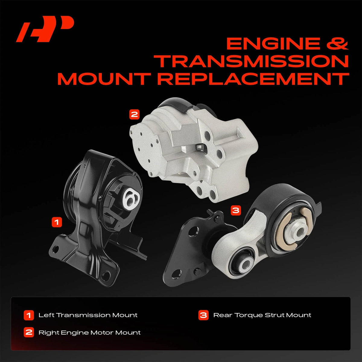 3X Engine Motor & Trans Mount Set for Ford Edge (2007–2010) - 7A1Z6038AA, 7T4Z6038AA, 8G1Z6038A