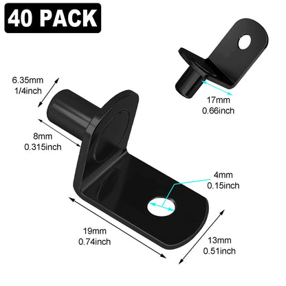 40 Pcs L-Shaped Shelf Pins Pegs for (1/4 Inch)