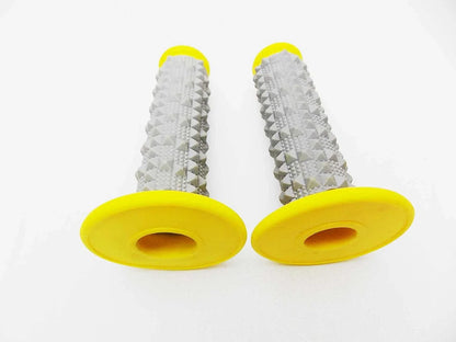 Yellow Grey Diamond Handlebar Grip Set for Honda CR85 (2003-2007)
