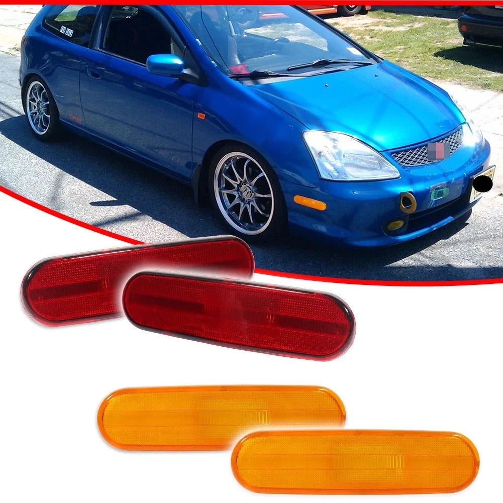 Set of 4 Amber Front and Red Rear Side Marker Lights for Honda Civic Si (2002–2005)