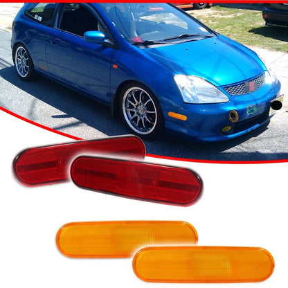 Set of 4 Amber Front and Red Rear Side Marker Lights for Honda Civic Si (2002–2005)