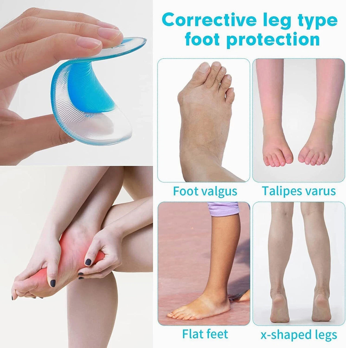 Arch Orthotic Support Insoles for Various Shoe Sizes (Reusable)