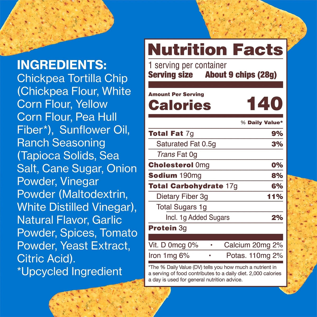 Pack of 18 HIPPEAS Chickpea Tortilla Chips, Rockin’ Ranch 1 Ounce