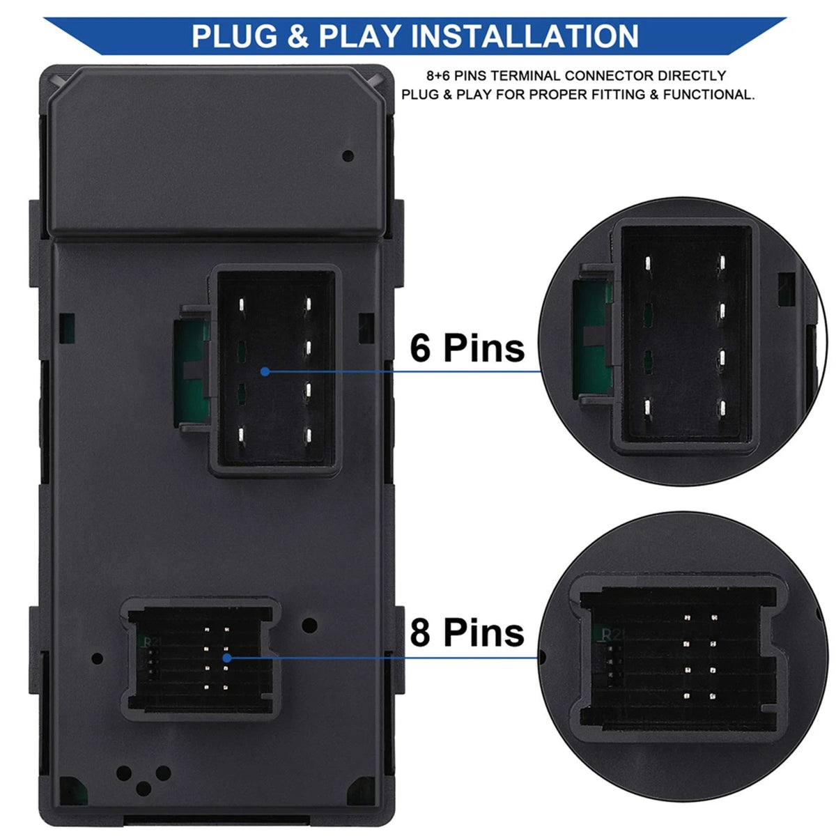 Power Window Control Switch Button for Front Driver Side Door (2010–2020)