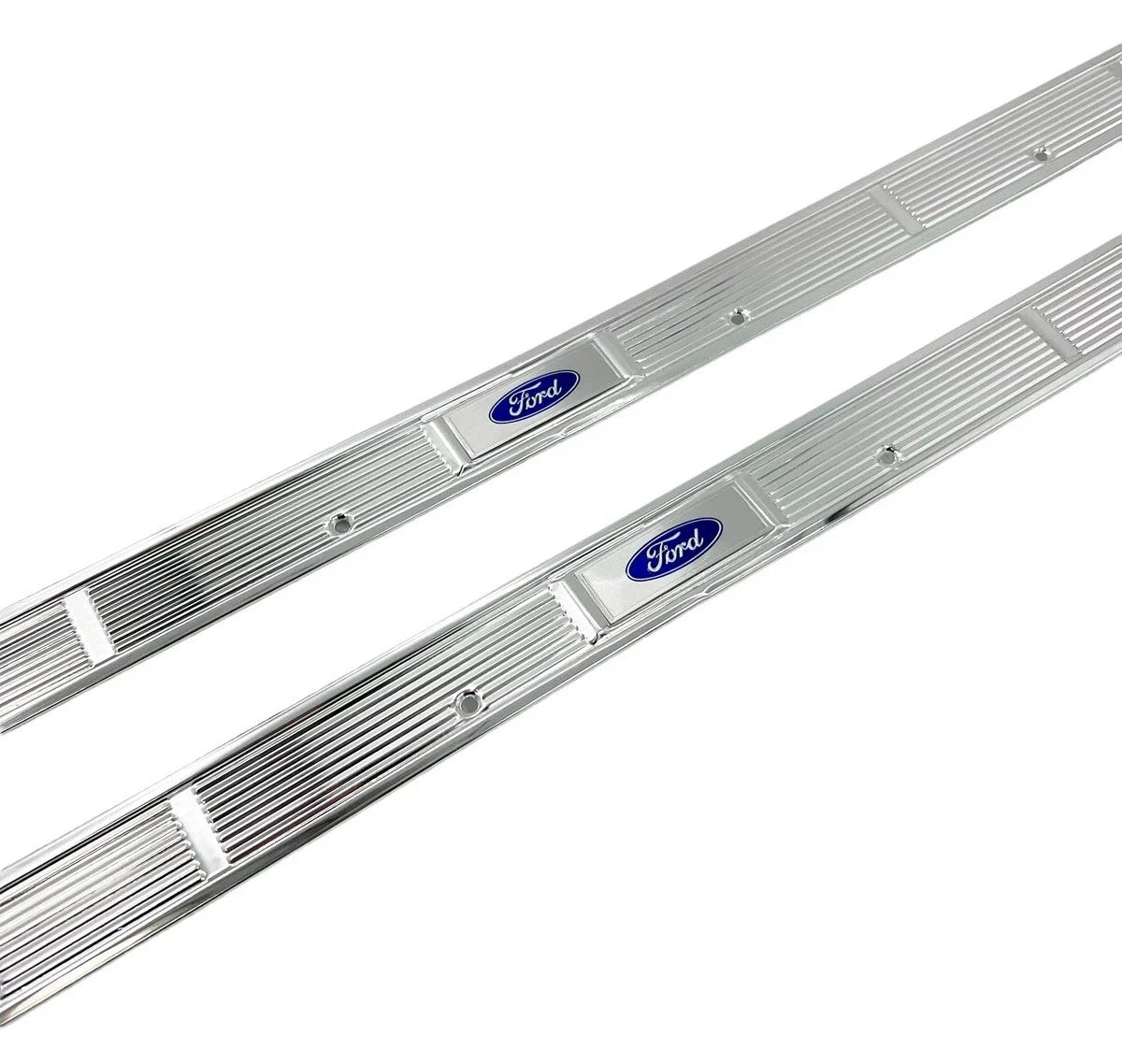 Door Sill Scuff Plates with Blue Decals for 1971–1973 Ford Mustang