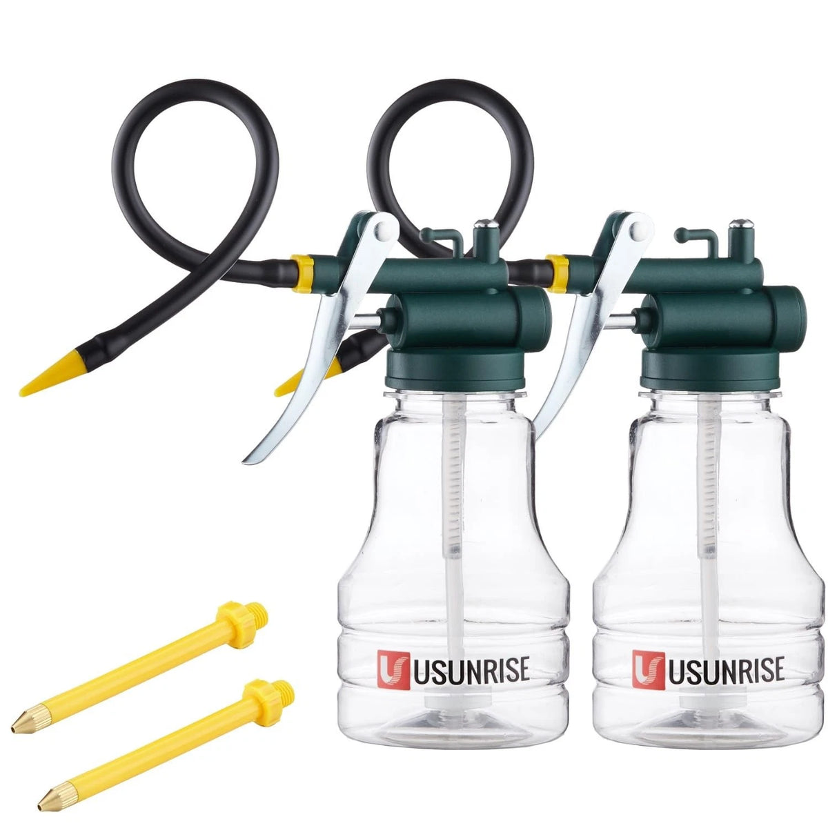 Set of 2 Transparent High Pressure Oil Cans for Lubrication