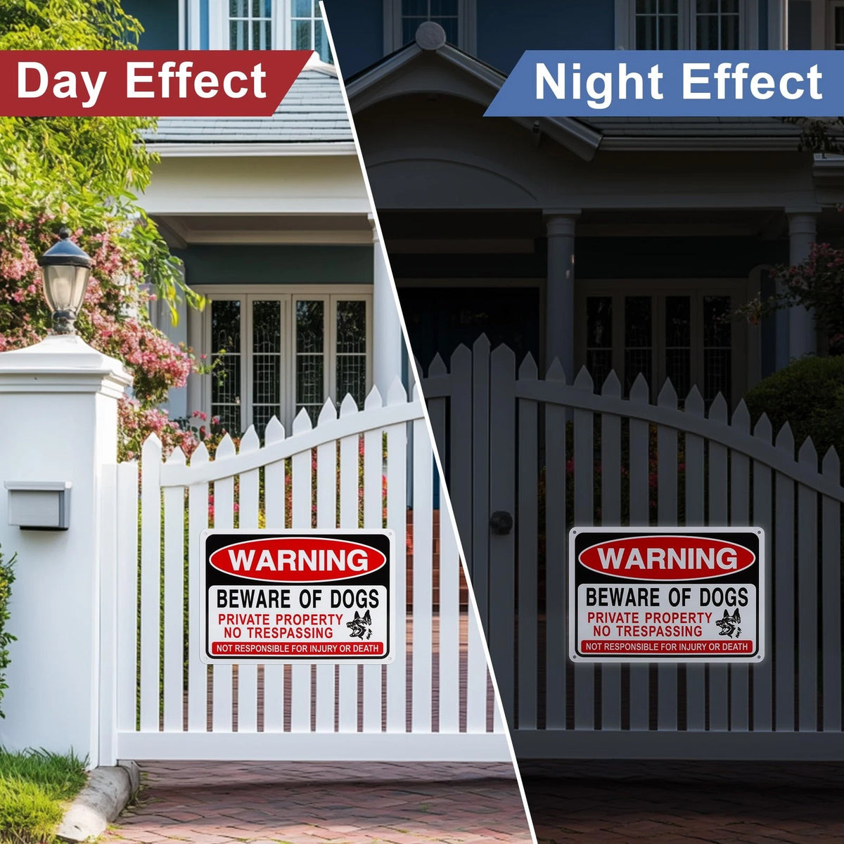 3 Pack Beware of Dog Signs, Reflective Tin Sign (9.84x7.09 inch)