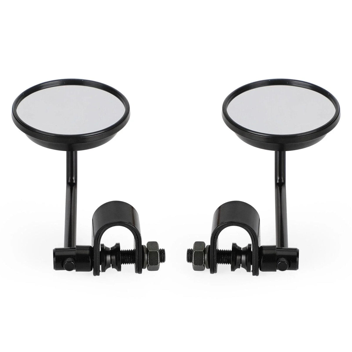 Clamp On 3" Round Black Mirrors for Cafe Racer Chopper Bobber