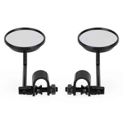 Clamp On 3" Round Black Mirrors for Cafe Racer Chopper Bobber