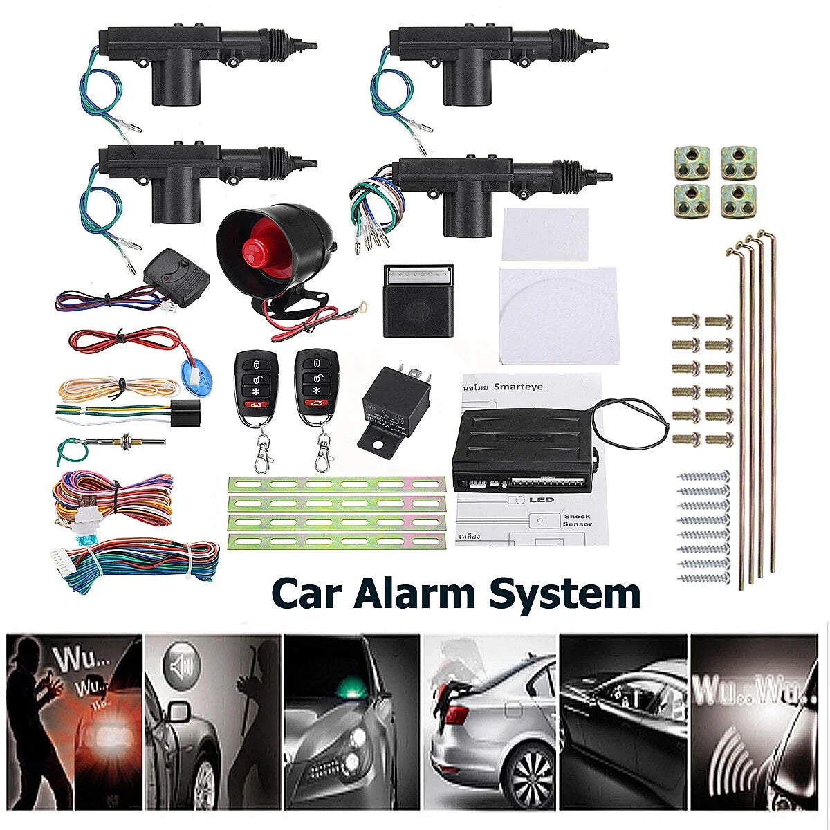 Set of 4 Door Power Lock Actuator Motors for Remote Car Alarm Keyless Entry