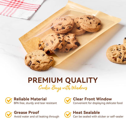 100 Pack Cookie Bags 5.1 x 7.5 Inch Brown
