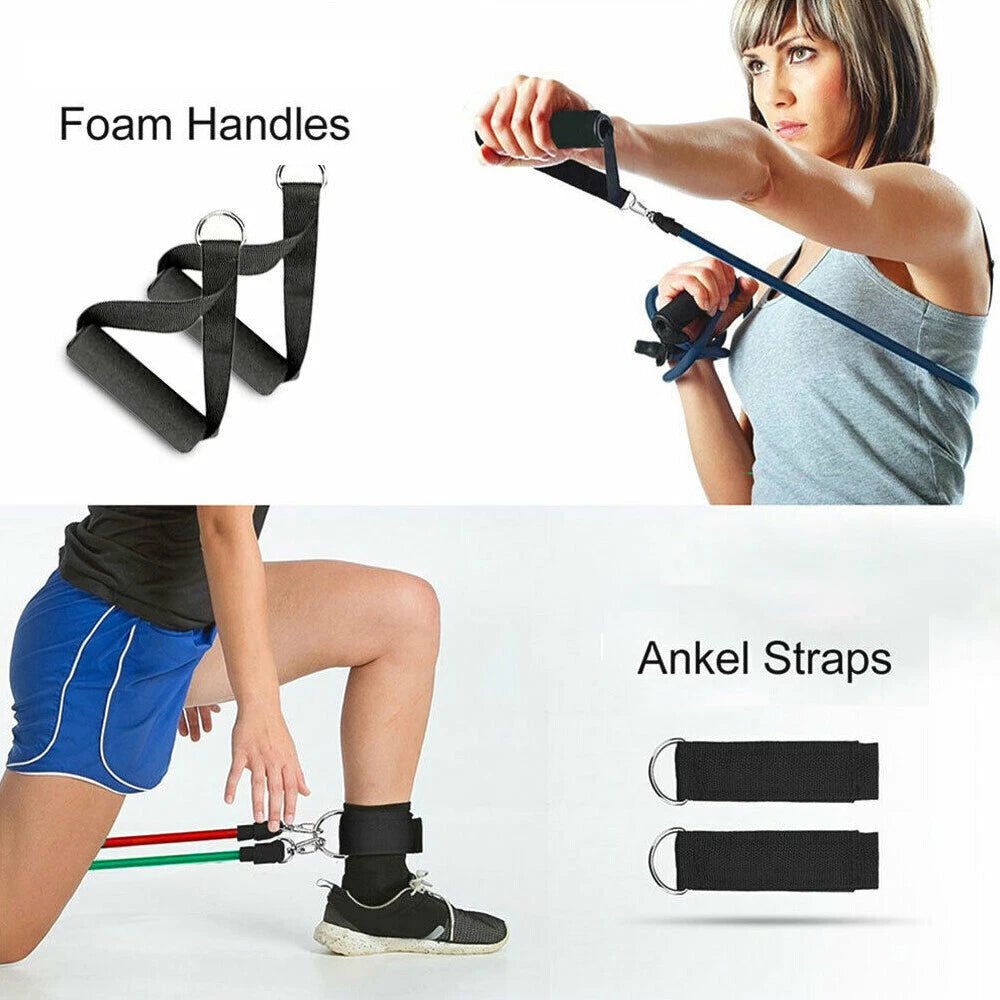 11 PCS Resistance Bands Set for Yoga Abs Exercise Fitness