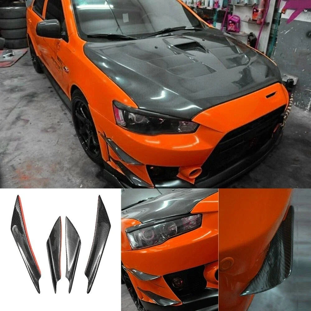 Set of 4 Front Bumper Splitter Lip Fins Canards for Universal Fit