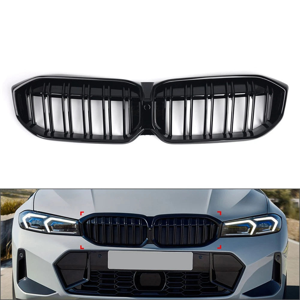 Glossy Black Front Bumper Kidney Grille for BMW 3 Series G20 G21 G28 (2023–2024)