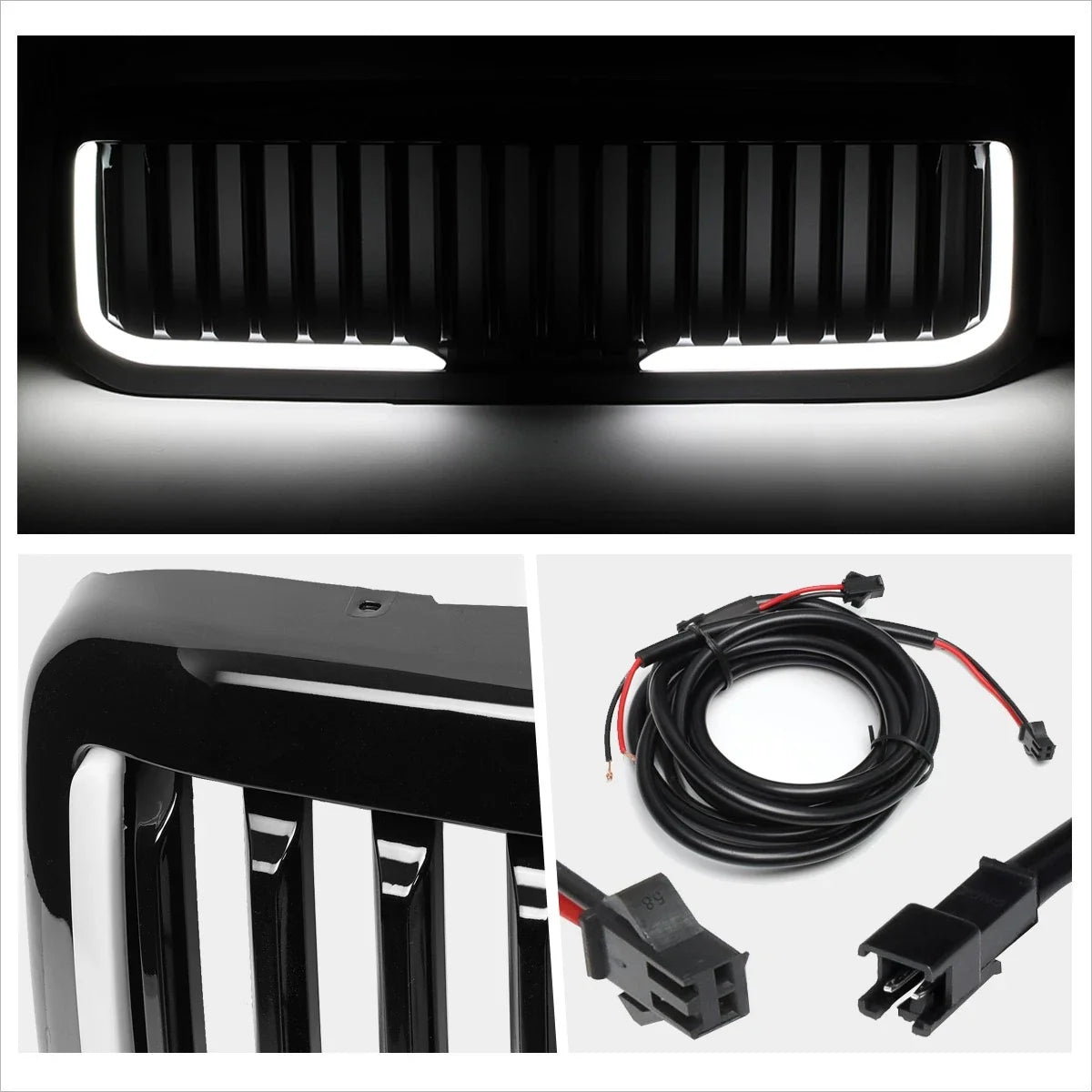 Vertical Fence Front Bumper Grille w/LED Light Bar for Ford F250-F550 (1999–2004)