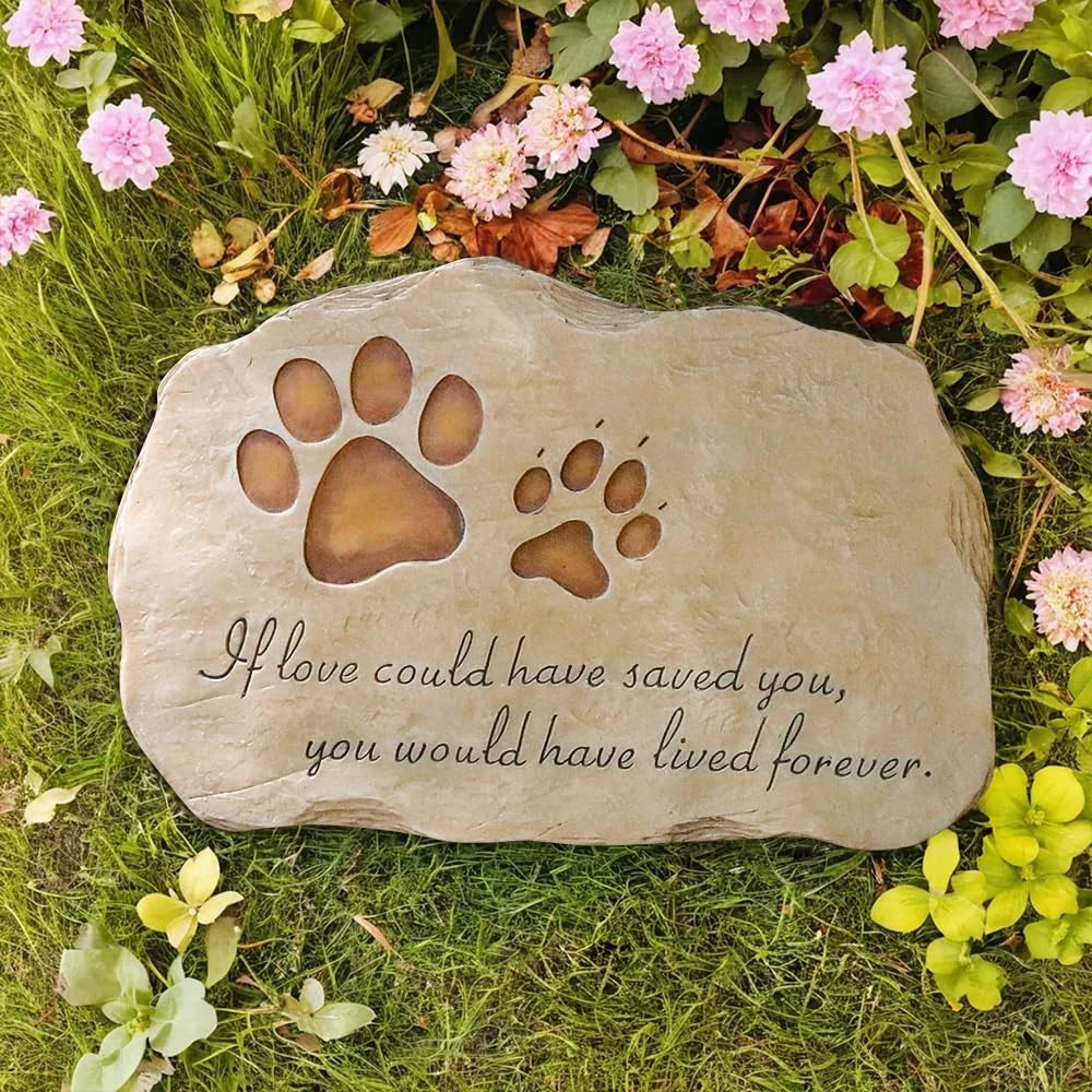 Pet Memorial Stone Grave Marker for Dog or Cat (11x7.5 inches)
