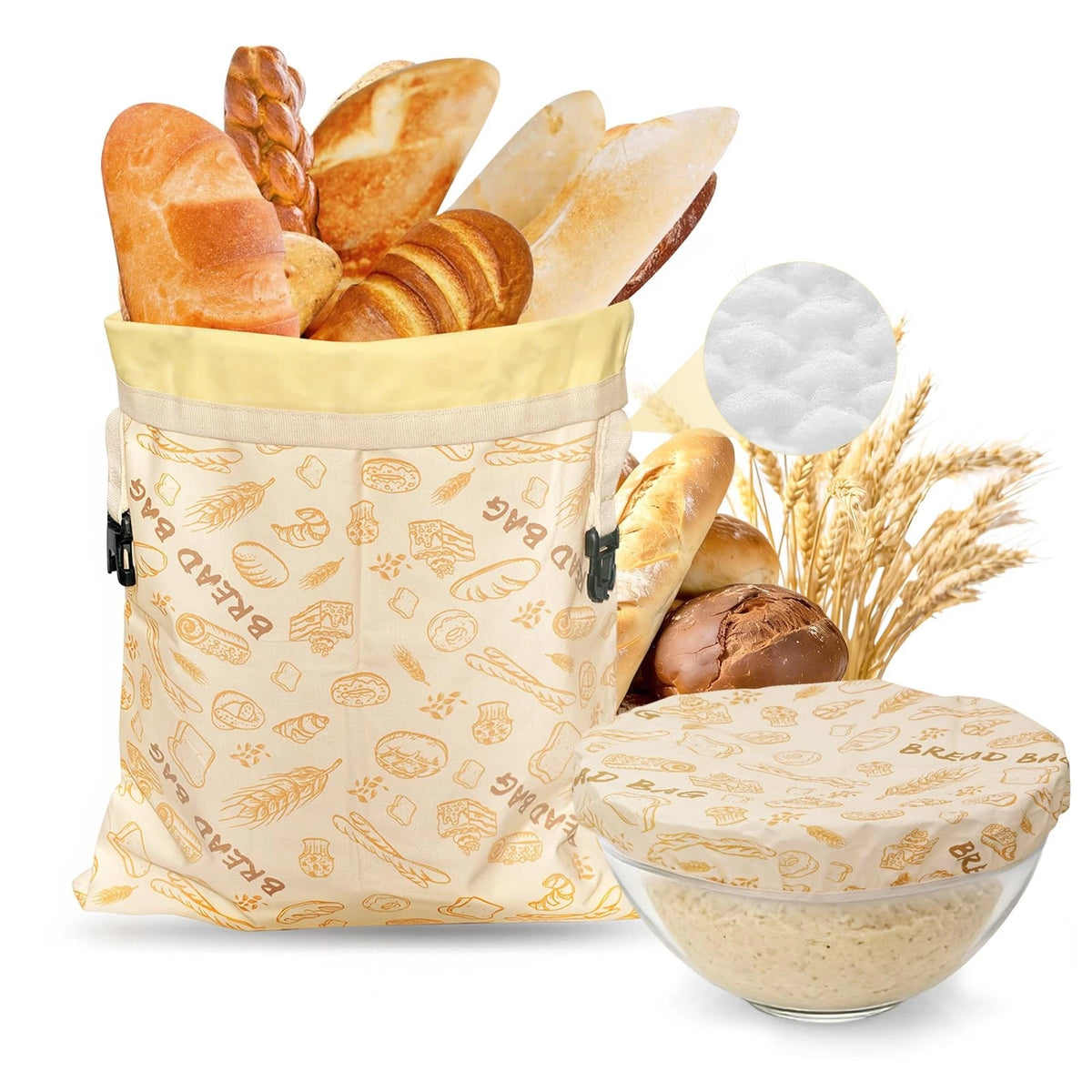 Reusable Beeswax Bread Bags for Sourdough (1 Box + 1 Bowl)