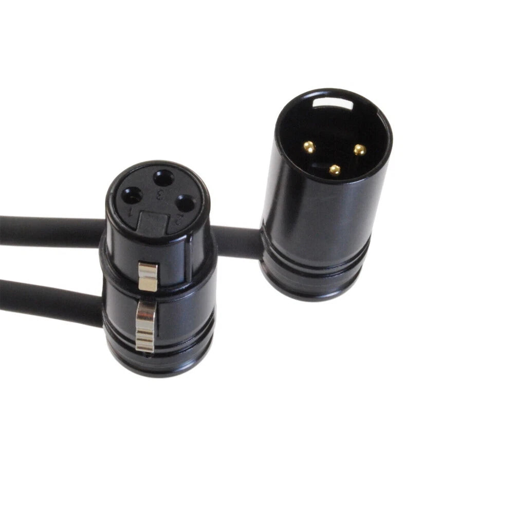 2Pcs Low-Profile Right-Angle 3 Pin XLR Male to Female Cable