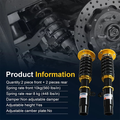 Set of 4 Adjustable Height Coilovers for BMW 3-Series E90 E91 (2006–2013) 12M143050M0506, 885316, 885317, 663308