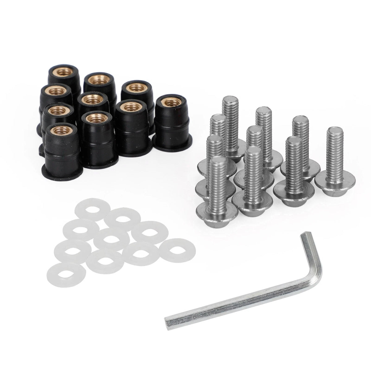 10x Aluminum M5x16mm Screen Bolts Rubber Well Nuts for Yamaha (M525-A071-SIL)