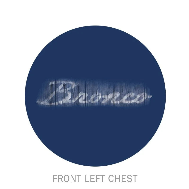 Bronco Navy Blue T-Shirt Distressed Wood Graphic for Ford Bronco (1966–1996)