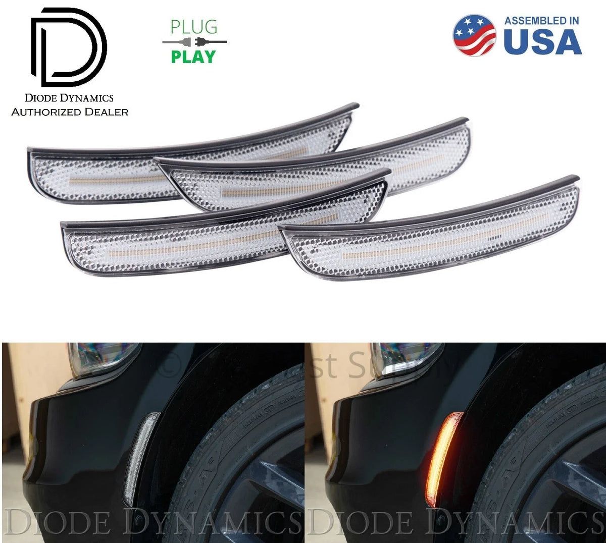 Clear LED Side Marker Lights Set for Dodge Charger (2015–2020)