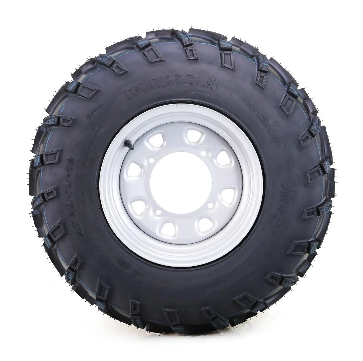 Set of 2 WANDA ATV Tires + Wheels 25x8-12 6-Ply 4-156/4+3 OS Silver