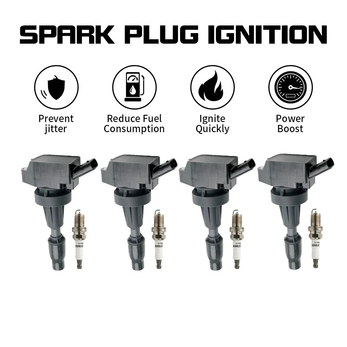4x Ignition Coils + Spark Plugs UF764 for Genesis G70 (2019–2022), G80 (2017–2020), G90 (2017–2019)