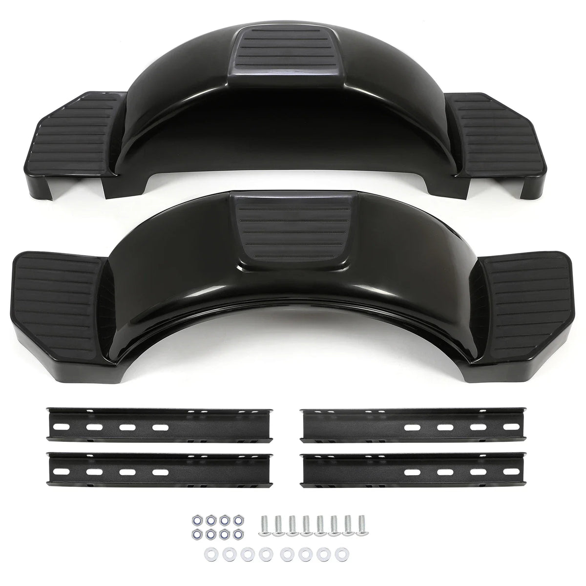 Set of 2 Glossy Black Single Axle Trailer Fenders for 13" Wheels