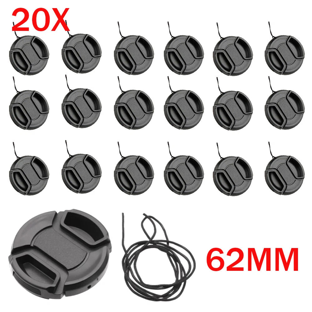 20-Pack 62mm Front Lens Cap for Canon Nikon (No Specific Years)