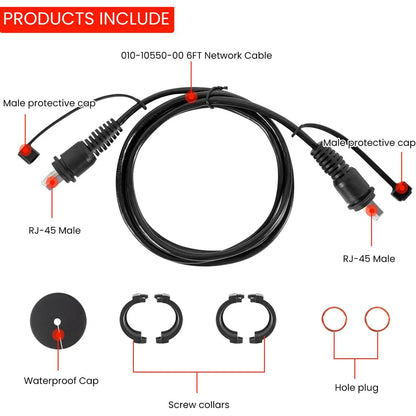 RJ45 Marine Ethernet Network Cable 6 Feet for Garmin (010-10550-00, 0101055000)