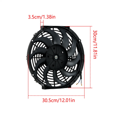 Set of 2 Universal 12" Electric Radiator Cooling Fans 12V