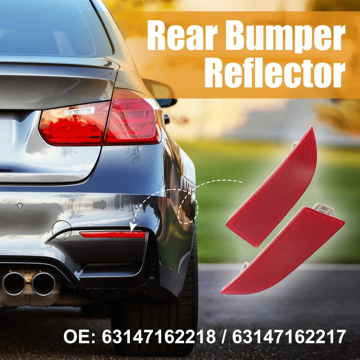 2X Rear Bumper Reflectors for BMW X3 (63147162217, 63147162218)