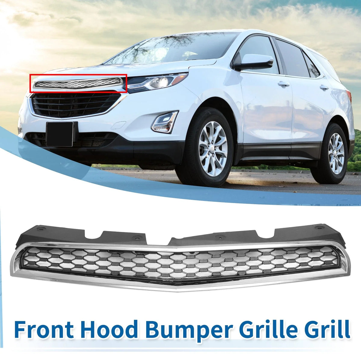 Front Upper Bumper Grille for Chevrolet Equinox (2010–2015) Chrome