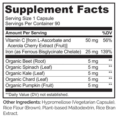 Vegan Iron Supplement with Vitamin C - 90 Count (Pack of 1)