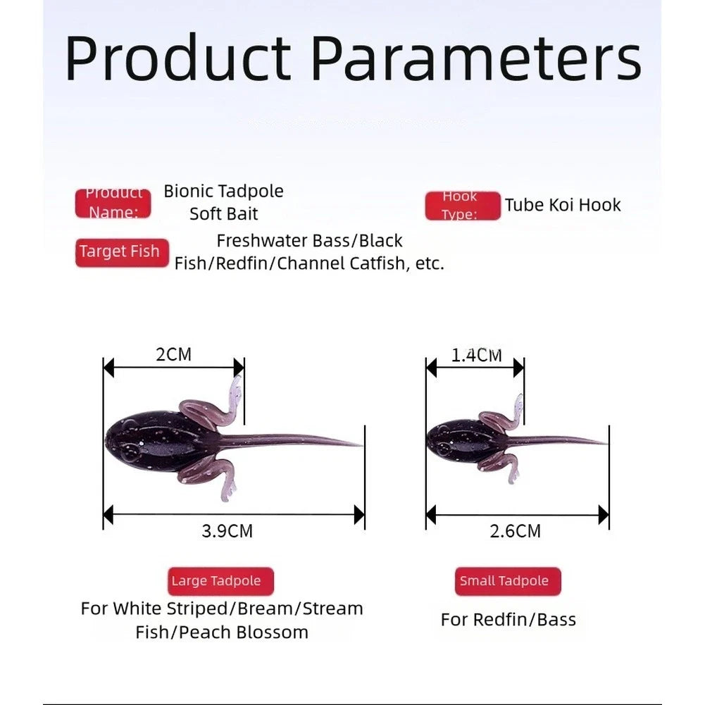 Soft Lure Tadpole Bait for Bass Fishing (Topwater)