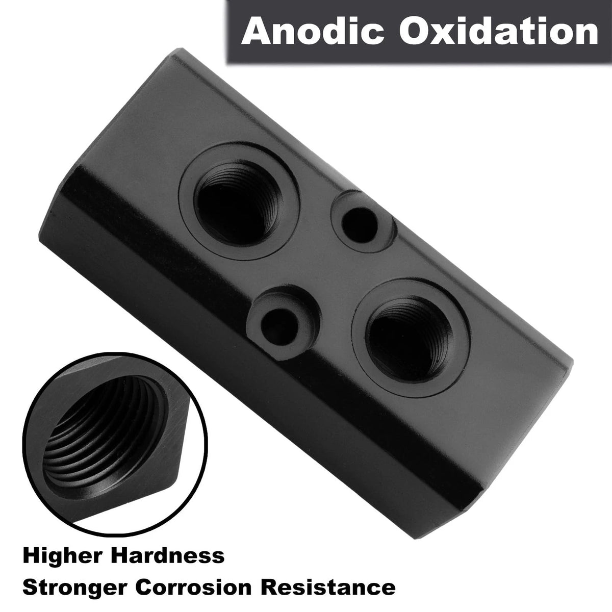 2 Way 4 Port Air Manifold for Compressor (Black)