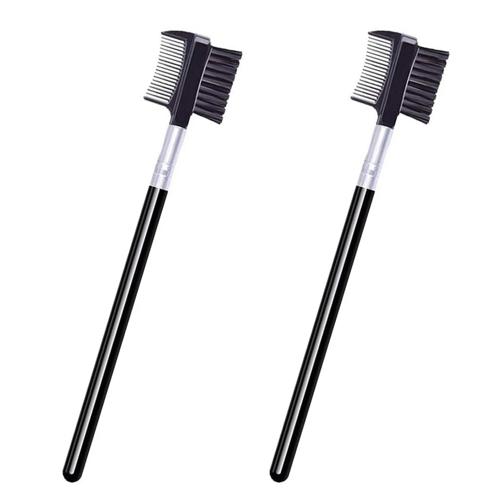 2X Eyebrow Brush and Comb for Makeup Spoolie Portable Black