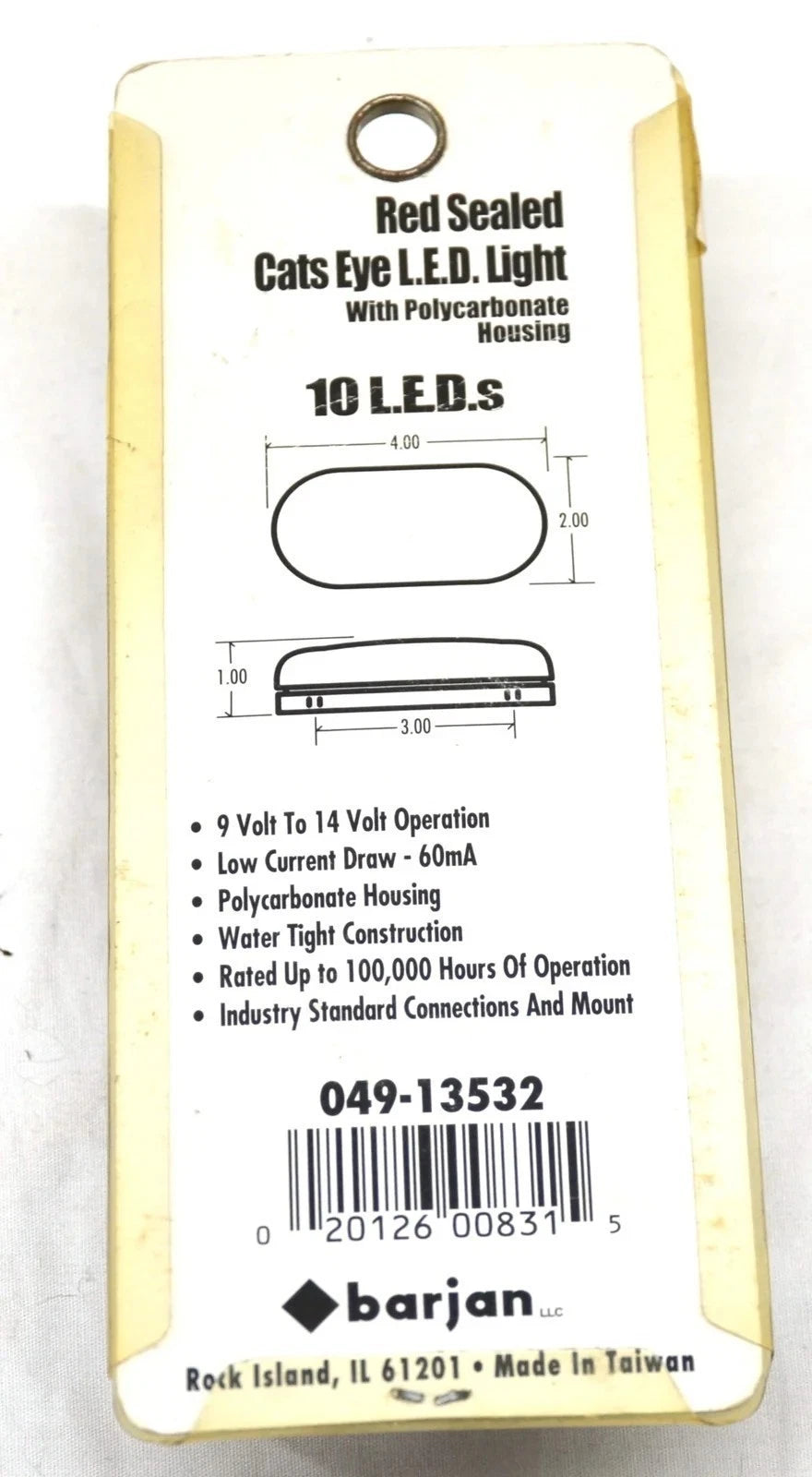 Red Lens 10 LED Cats Eye Light for Universal Vehicles (049-13532)