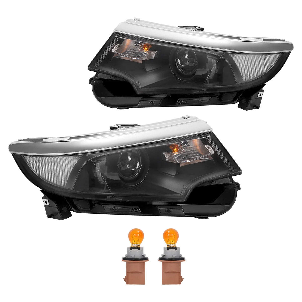 Set of 2 Black Projector Headlights for Ford Edge (2011–2014) 5 Pins