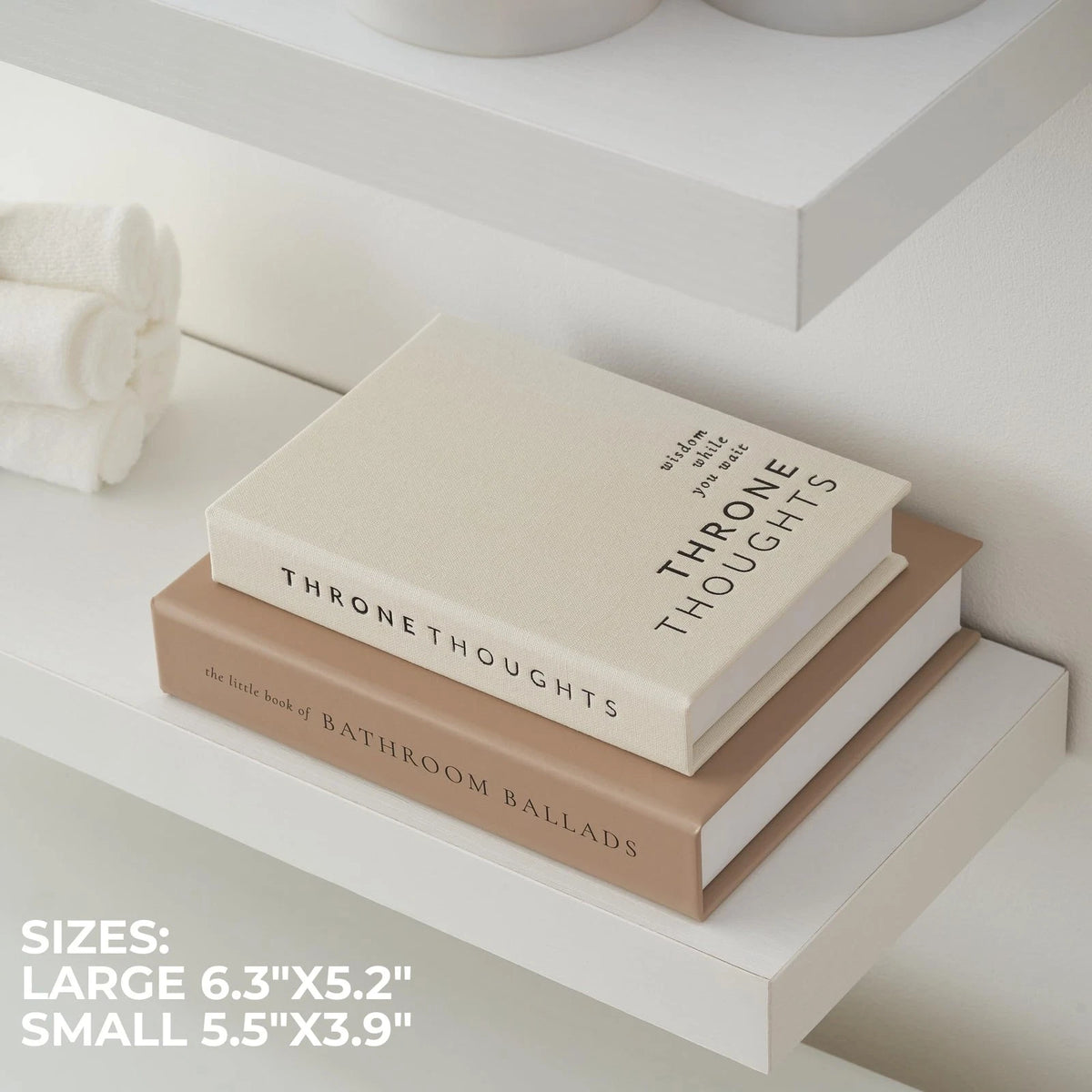 Set of 2 Bathroom Decor Books 6.3x5.2 inches, Oat-Beige