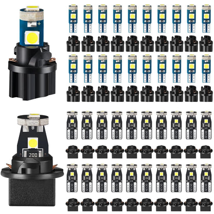 Set of 40 LED Bulbs with Sockets for Automotive (Non Polarity, White)