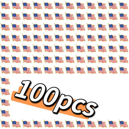 100PCS American Flag Waving Lapel Pins 2cm x 2cm x 0.5cm