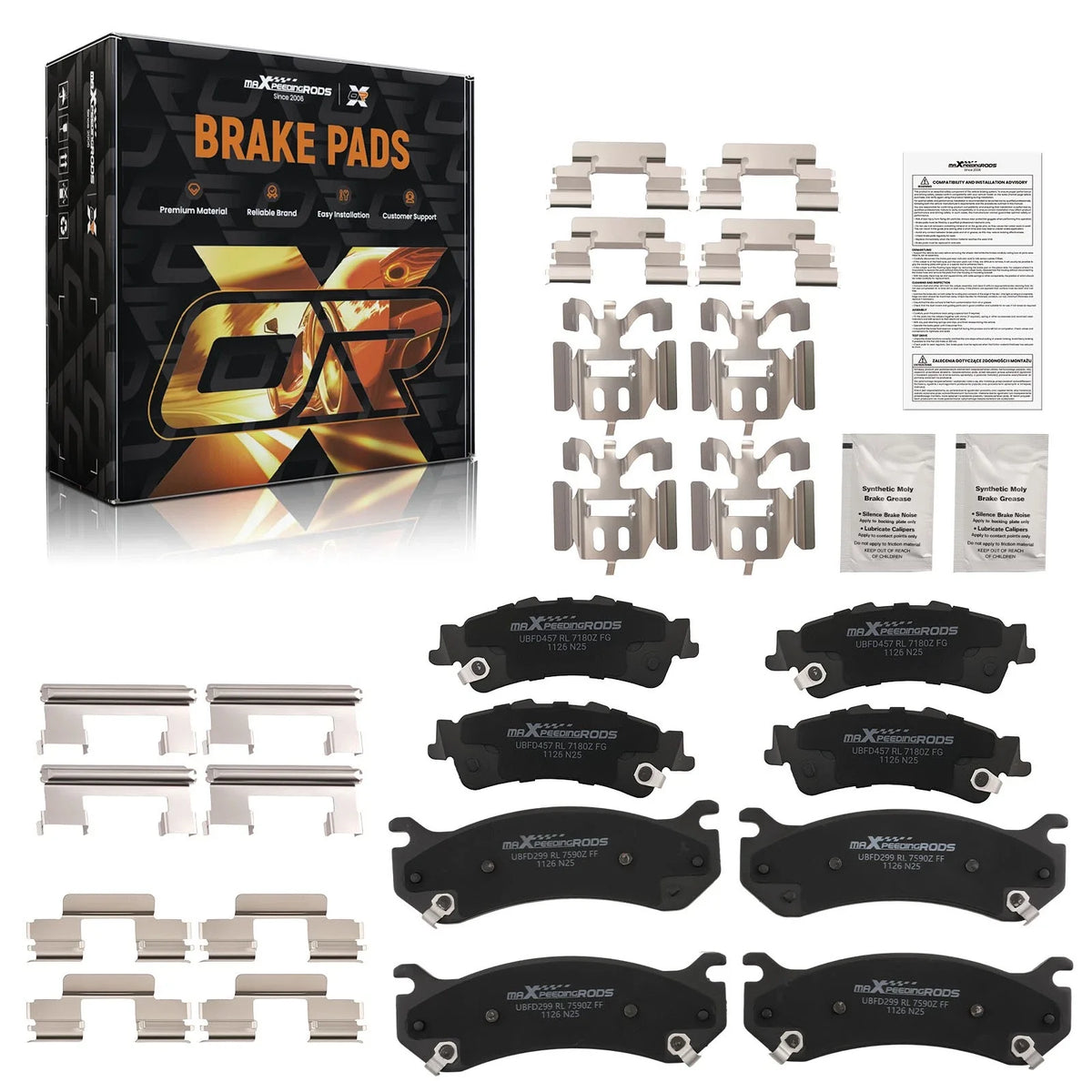 Ceramic Brake Pads Kit for Chevrolet Suburban 1500 (2000–2001) D785 D792
