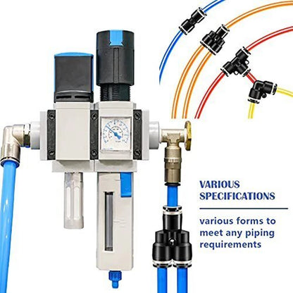 60-Piece Push to Connect Fittings for Air Line Pneumatic 1/4 Inch OD